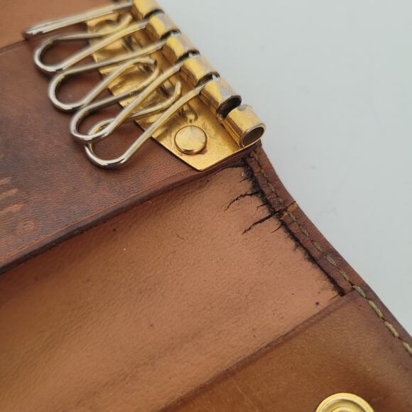 ALVIERO MARTINI 1° CLASSE Wallet Key Case Geo 6 hooks Holder Map Leather Italian - Picture 4 of 10